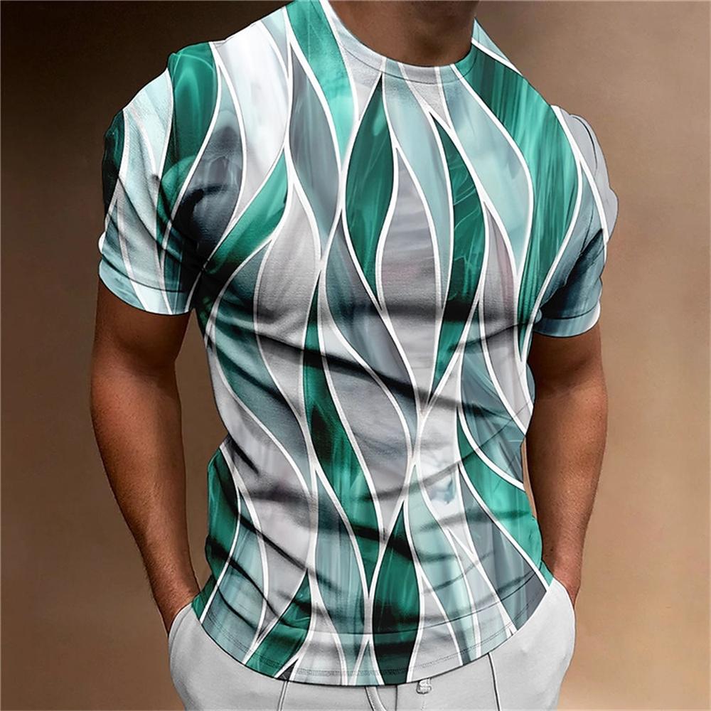 Transmission of love Zomer Heren T-shirt Abstract Geometrisch Afdrukken O-hals Straat Kleding 3D Afdrukken Outdoor Korte Mouw Top Herenkleding 5XL
