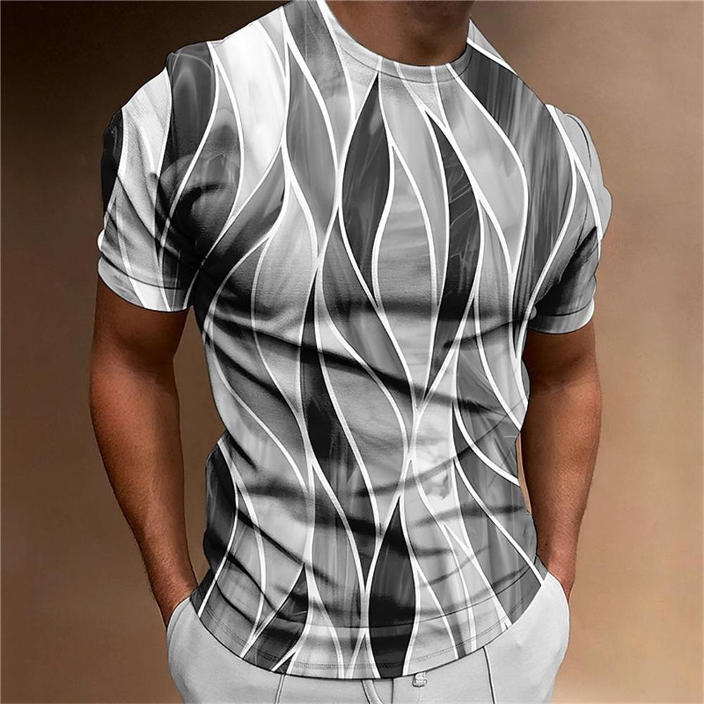 Transmission of love Zomer Heren T-shirt Abstract Geometrisch Afdrukken O-hals Straat Kleding 3D Afdrukken Outdoor Korte Mouw Top Herenkleding 5XL
