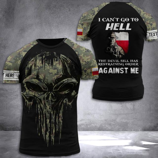 ETST WENDY 005 Poolse leger heren T-shirt Veteran Soldier Polen vlag print herenkleding oversized losse pullover O hals korte mouw shirt 2XL