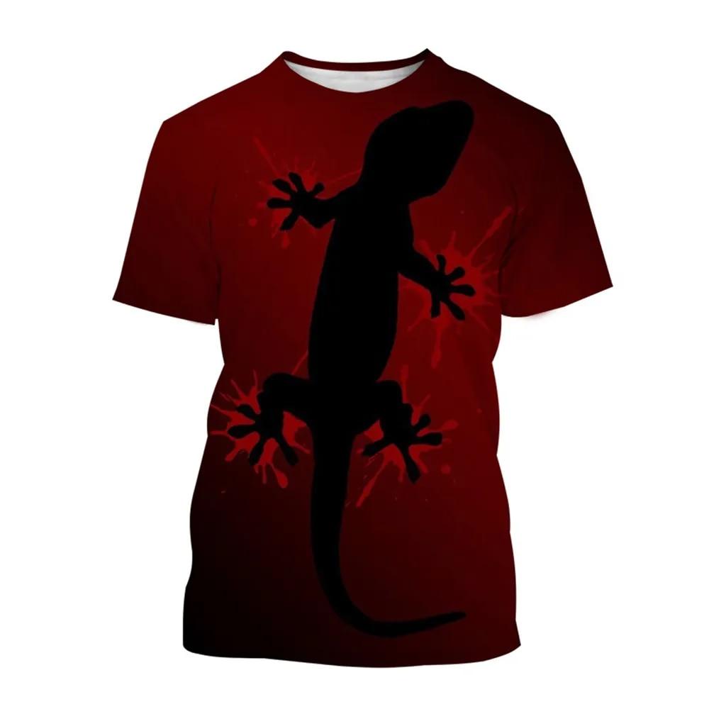 Xiao Xiang Reptiel Gekko 3D Gedrukt Zomer mannen Ronde Hals T-shirt Casual Korte Mouw Oversized Trui Fashion Tee Tops Mannen kleding XL