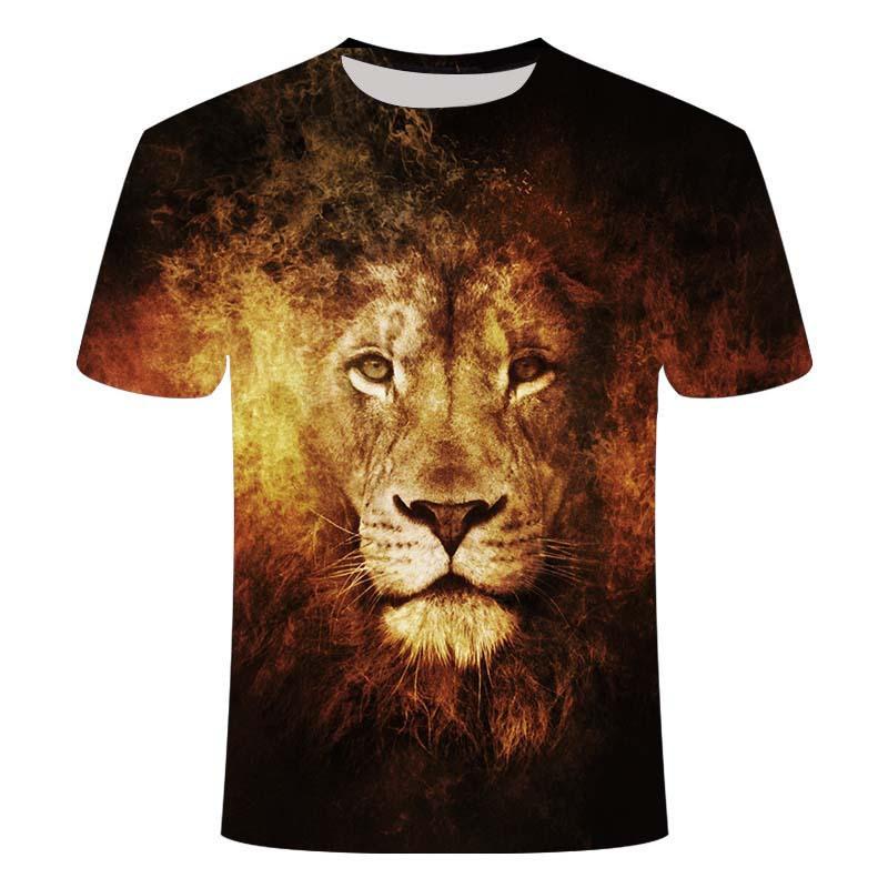 HerSight Streetwear Leeuw 3D T-shirt Mannen Vrouwen Gedrukt Top Casual Koppels Punk T-shirts Ronde Hals Korte Mouw Tee L