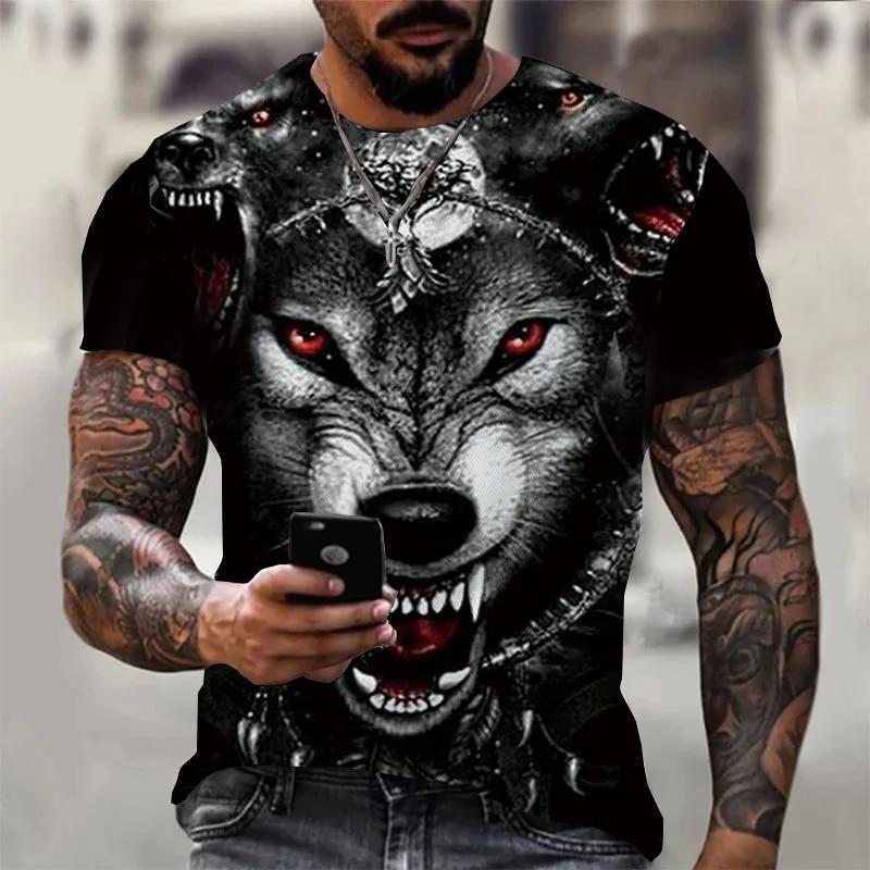 ETST 03 3D Print Wolf T-shirt Voor Mannen Zomer Oversized Korte Mouw Tops Trui 2023 Fashion Streetwear Mannen Cool Kleding Goedkope tees 2XL