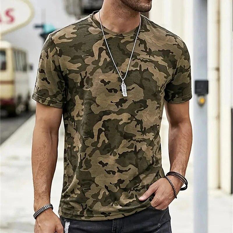 ETST 03 3D Camouflage T-shirt Herenkleding Outdoor Mode Casual O-hals Korte Mouw Zomer Straat Oversized Heren Sport Militaire T-shirts 2XL