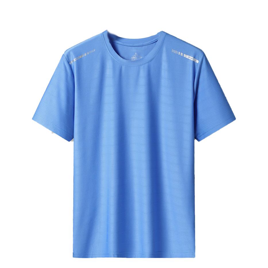 Queshark (L-8XL)Zomer Ice Silk Snel Droog Sport T-shirt Heren Kamperen Wandelen Vissen Shirt Ronde Hals Ademend Hardlopen Fitness Tops BB673 8XL blauw