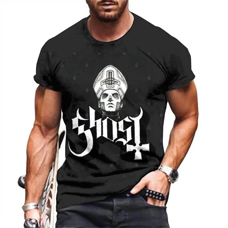 ETST 07 Zomer Ghost Band T-shirts 3D Print Streetwear Mannen Vrouwen Hip Hop Mode Oversized Korte Mouw T-shirt Kinderen T-shirts Tops Kleding L