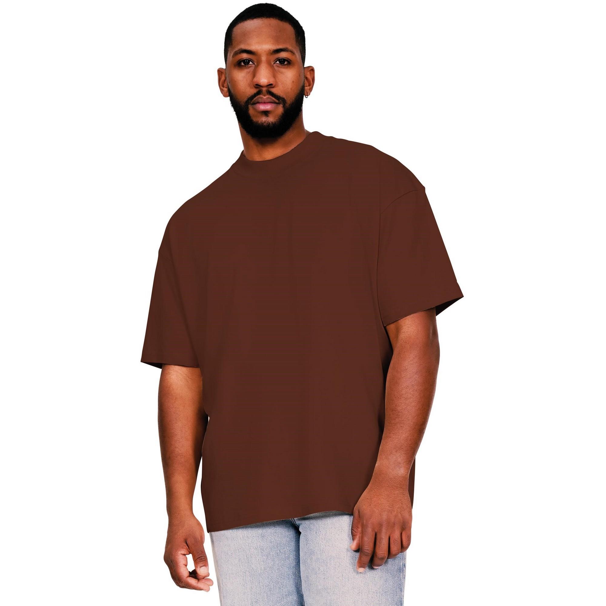 Casual Classics Ringgesponnen katoenen oversized T-shirt met verlengde halslijn voor heren XS Chocola
