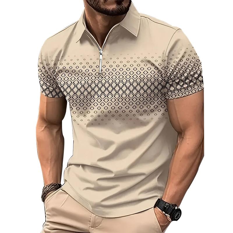 Bengbukulun Herenmode Slim Fit zomerpoloshirt met korte mouwen en sportrits. L