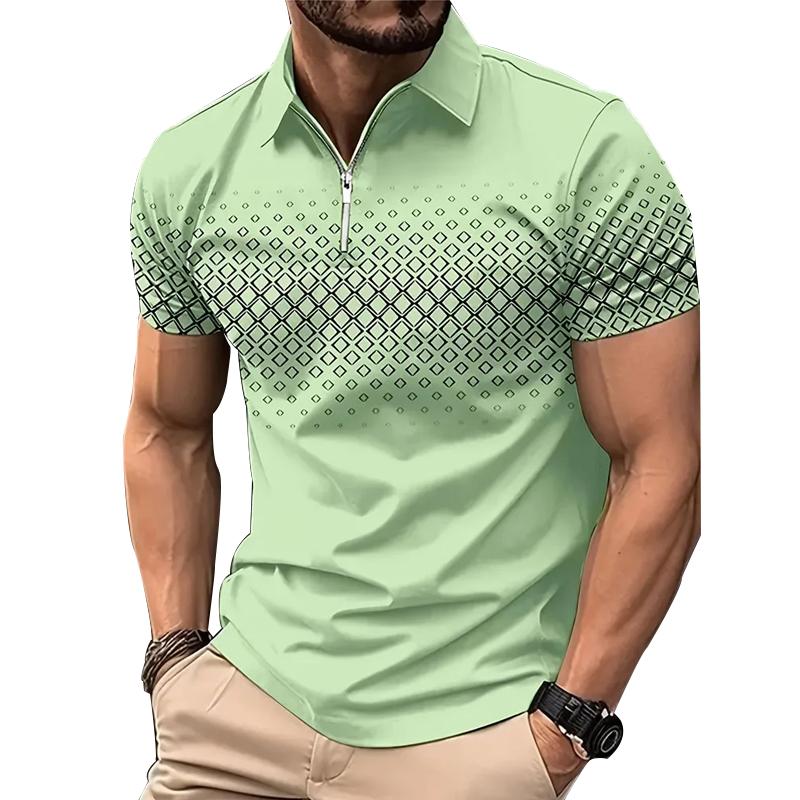 Bengbukulun Herenmode Slim Fit zomerpoloshirt met korte mouwen en sportrits. XL