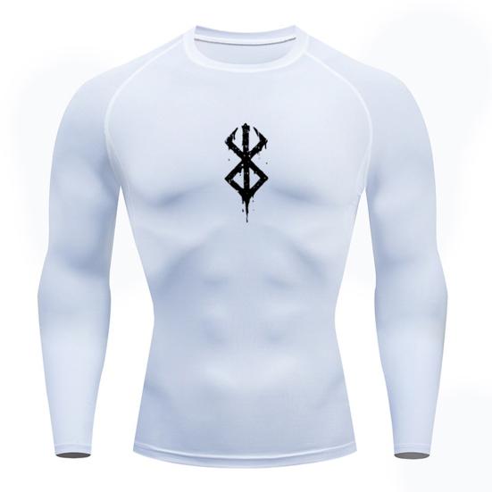 PLUM LAI Heren Sport Top Ronde Hals Slim Fit Lange Mouw Snel Droog Dun Zacht Zeer M wit