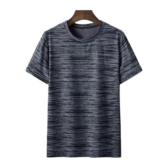 Yunzhu Heren Zomer T-shirt Losse O Hals Zacht Ademend Rekbaar Snel drogend Zweetafvoer Casual Plus Size Trui Jogging Gym Fitness Top 3XL lichtgrijze kleur