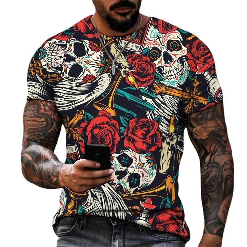 HerSight Ademende mannen zomer outfit tee 3D streetwear bedrukte t-shirt casual o hals sportwear t-shirts korte mouw losse tops S