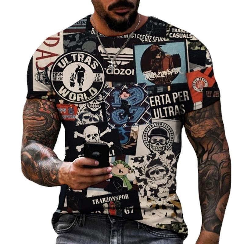 HerSight Ademende mannen zomer outfit tee 3D streetwear bedrukte t-shirt casual o hals sportwear t-shirts korte mouw losse tops S