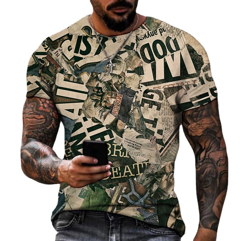 HerSight Ademende mannen zomer outfit tee 3D streetwear bedrukte t-shirt casual o hals sportwear t-shirts korte mouw losse tops L