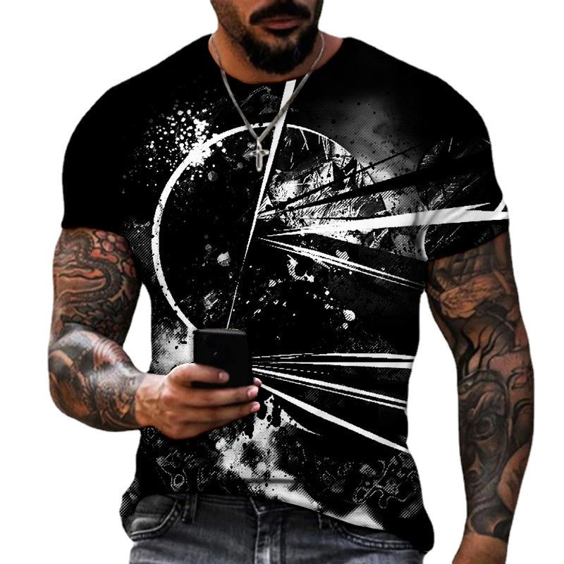 HerSight Ademende mannen zomer outfit tee 3D streetwear bedrukte t-shirt casual o hals sportwear t-shirts korte mouw losse tops L