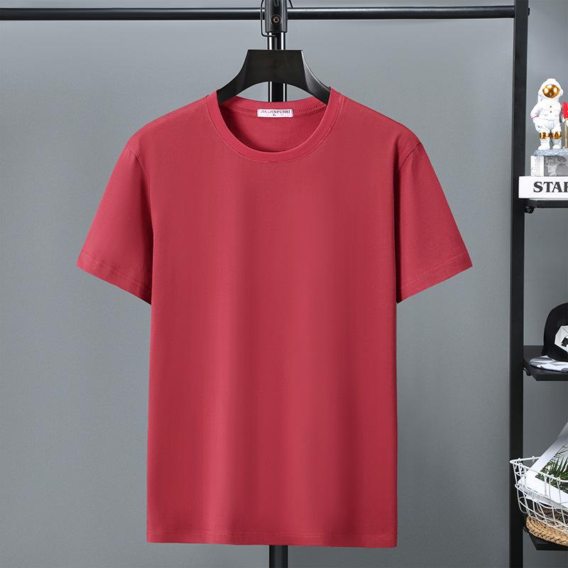SHIZI Plus Size T-shirt Zomer Katoenen T-shirt Mannen Korte Mouw T-shirt Casual Tops Tees Mannelijke Effen Kleur Shirt Crewneck 12XL rood