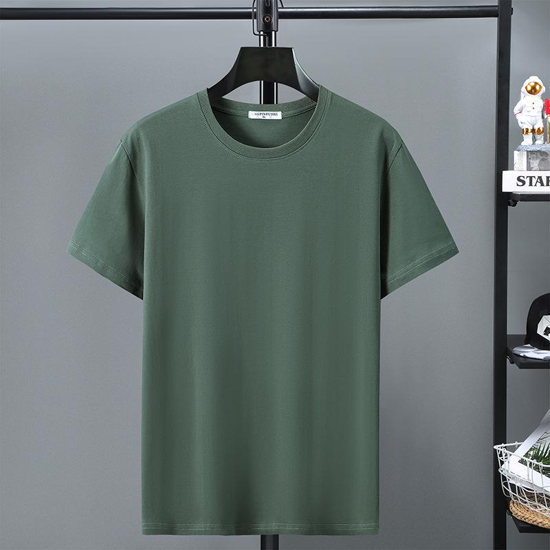 SHIZI Plus Size T-shirt Zomer Katoenen T-shirt Mannen Korte Mouw T-shirt Casual Tops Tees Mannelijke Effen Kleur Shirt Crewneck 12XL groen