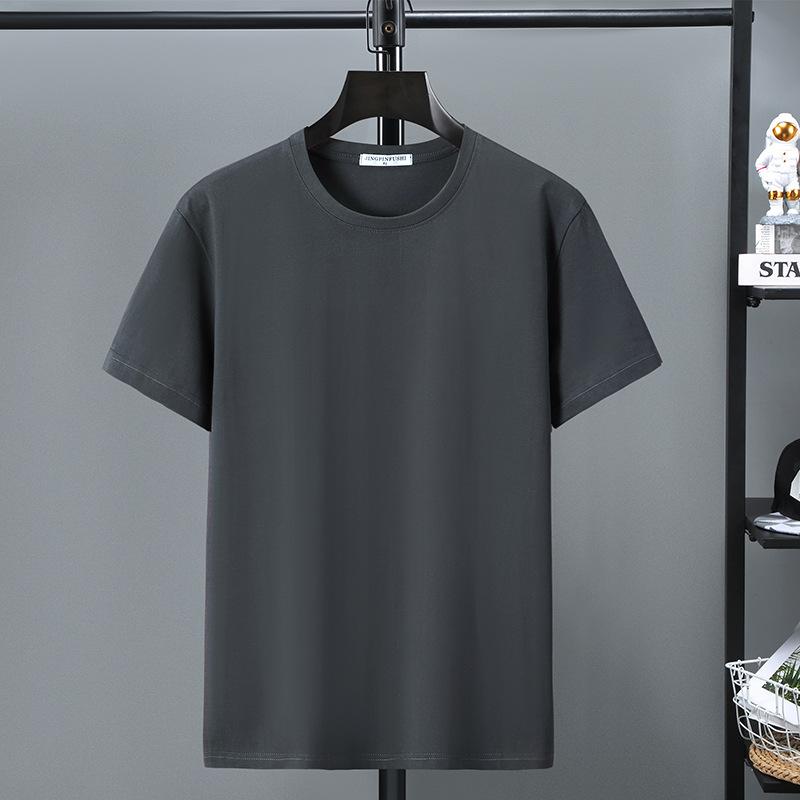 SHIZI Plus Size T-shirt Zomer Katoenen T-shirt Mannen Korte Mouw T-shirt Casual Tops Tees Mannelijke Effen Kleur Shirt Crewneck 7XL grijs
