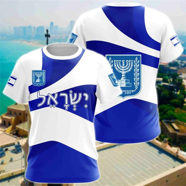 Xuhaijian02 Israël Vlag Heren T-shirt 3D Gedrukt Israëliërs Nationale Embleem Tops Korte Mouw O-hals Oversized Sport Tee Shirt Kleding XL