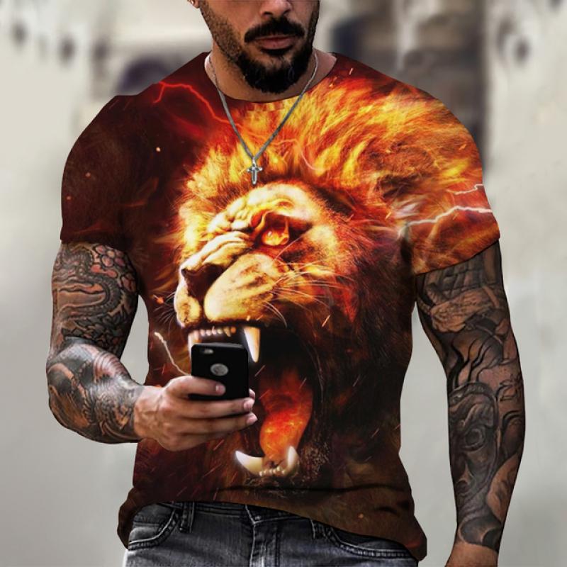 ETST WENDY 005 Tijger Vechten Dier Beest Fierce T-shirt 3d Print T-shirt Zomer mannen Oversized Korte Mouw Tops Tees mannen designer Kleding 6XL