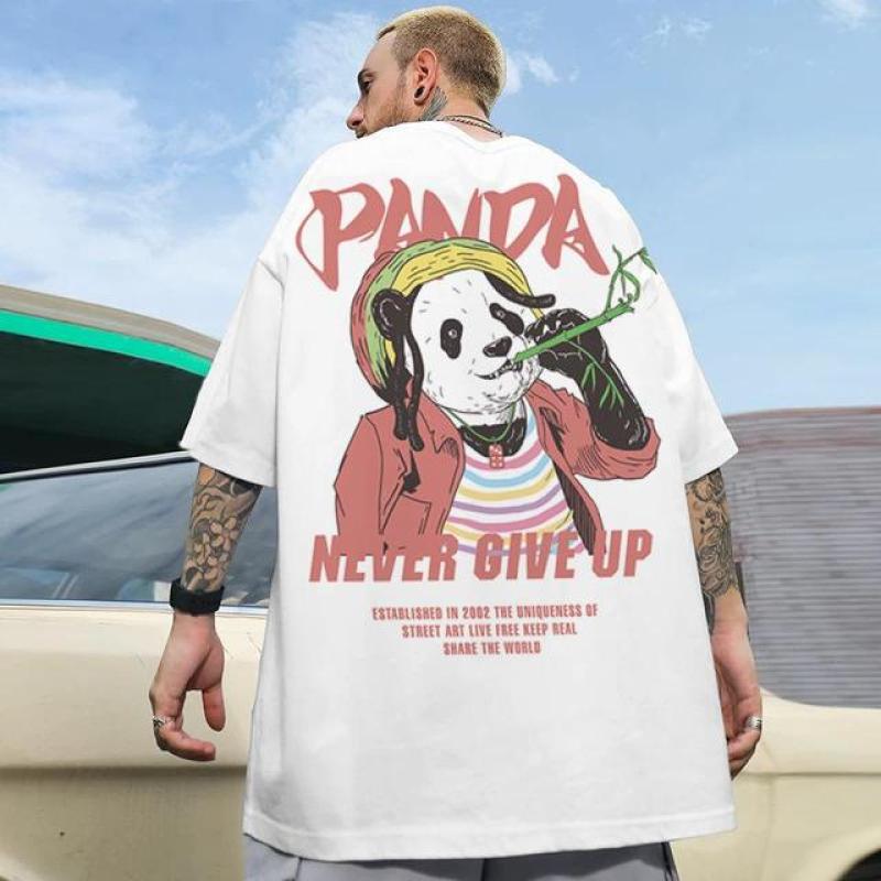 ETST WENDY 005 Chinees Nieuwjaar Heren T-shirt 3d Panda Bedrukt Herenkleding Zomer Casual Korte Mouw Top Losse Oversized T-shirt Straat Tees 6XL