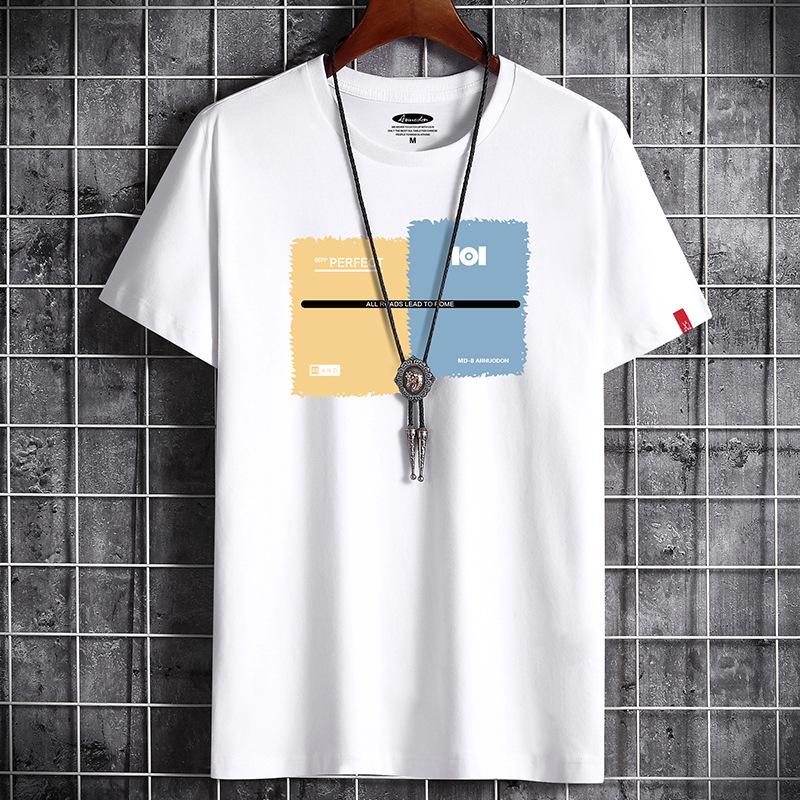 Bistrota Herenmode Casual T-shirt met korte mouwen, comfortabel katoenen T-shirt XXL wit