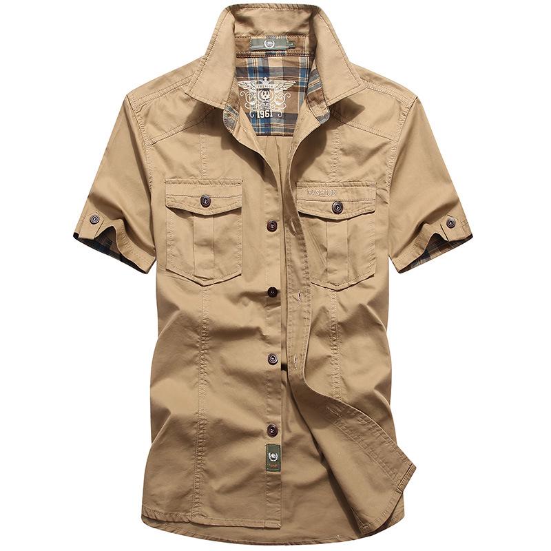 Phoca Largha for Men Zomer heren shirt met korte mouwen, casual top, losse grote maten, katoen, halve mouw, ademend, absorbeert zweet, effen kleur M