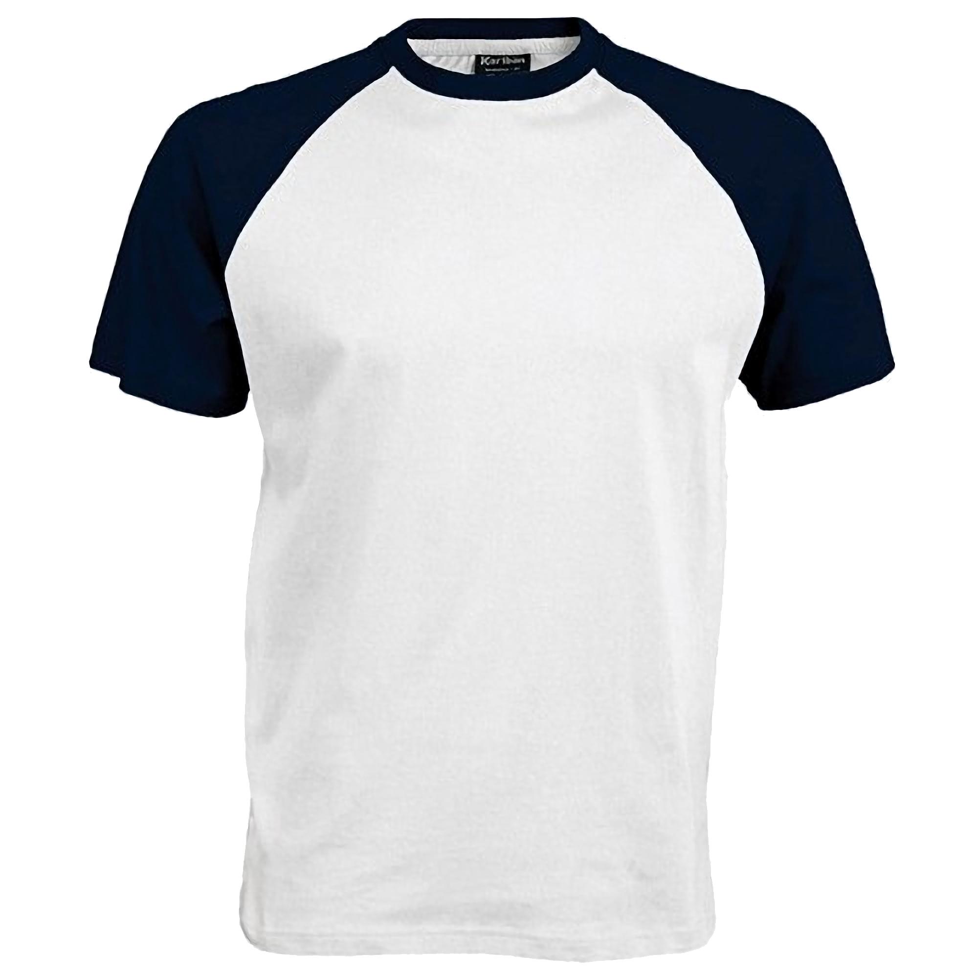 Kariban Honkbal-T-shirt met korte mouwen voor heren M Vloot/wit