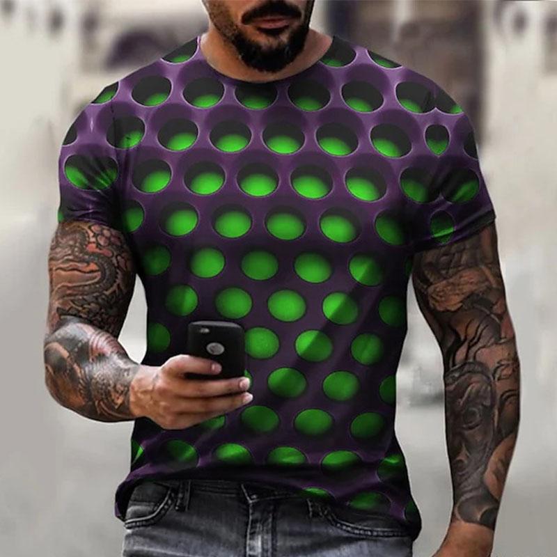 3D Fashion Design Clothing Voor heren T-shirt 3D-print Optische illusie Grote maten Korte mouw Informeel Tops Polyester Modieus Street chic overdreven Cool Ronde hals M