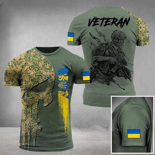 Xin nan zhuang ARMY-VETERAN 3D Print heren T-shirts Soldaat Casual Ronde Hals Losse Korte Mouw Camouflage Commando Mannen Kleding XL