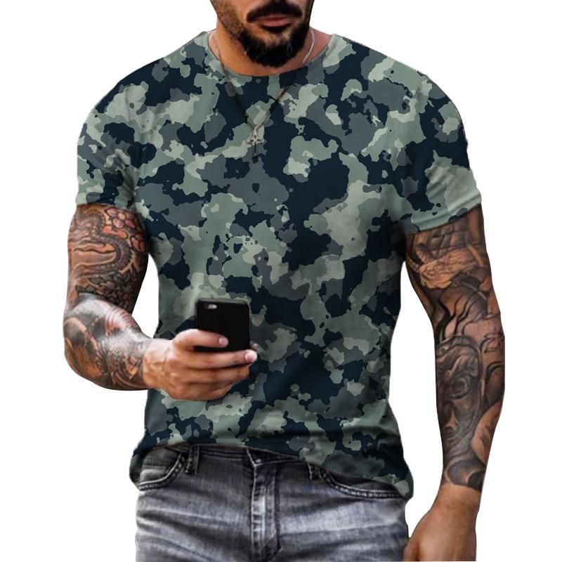Kukebang Heren T-shirt Geometrische 3d Waterdruppel Afdrukken Nieuwe Zomer Mode Ronde Hals Losse Korte mouwen Casual heren T-shirt L