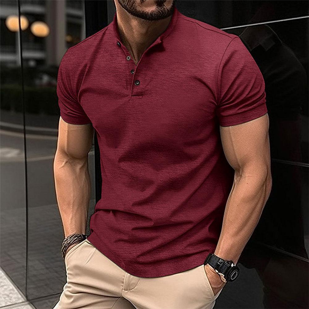 HerSight Zomershirt met korte mouwen Heren Knopen Effen sportshirts voor heren Zwart Wit Tops L wijnrode kleur