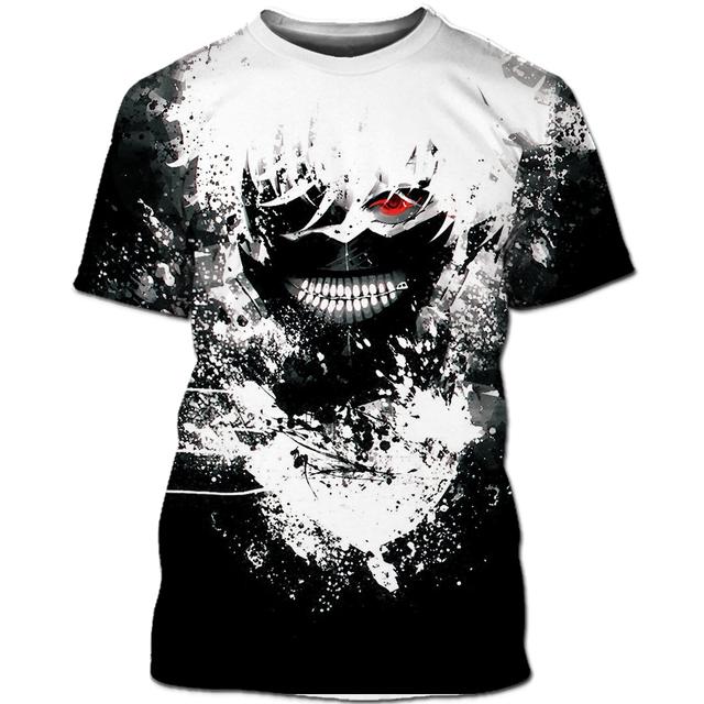 Baibao QIQI Tokyo Ghoul Ken Kaneki 3D-geprint Japans anime mode heren T-shirt casual bedrukt topshirt M groen