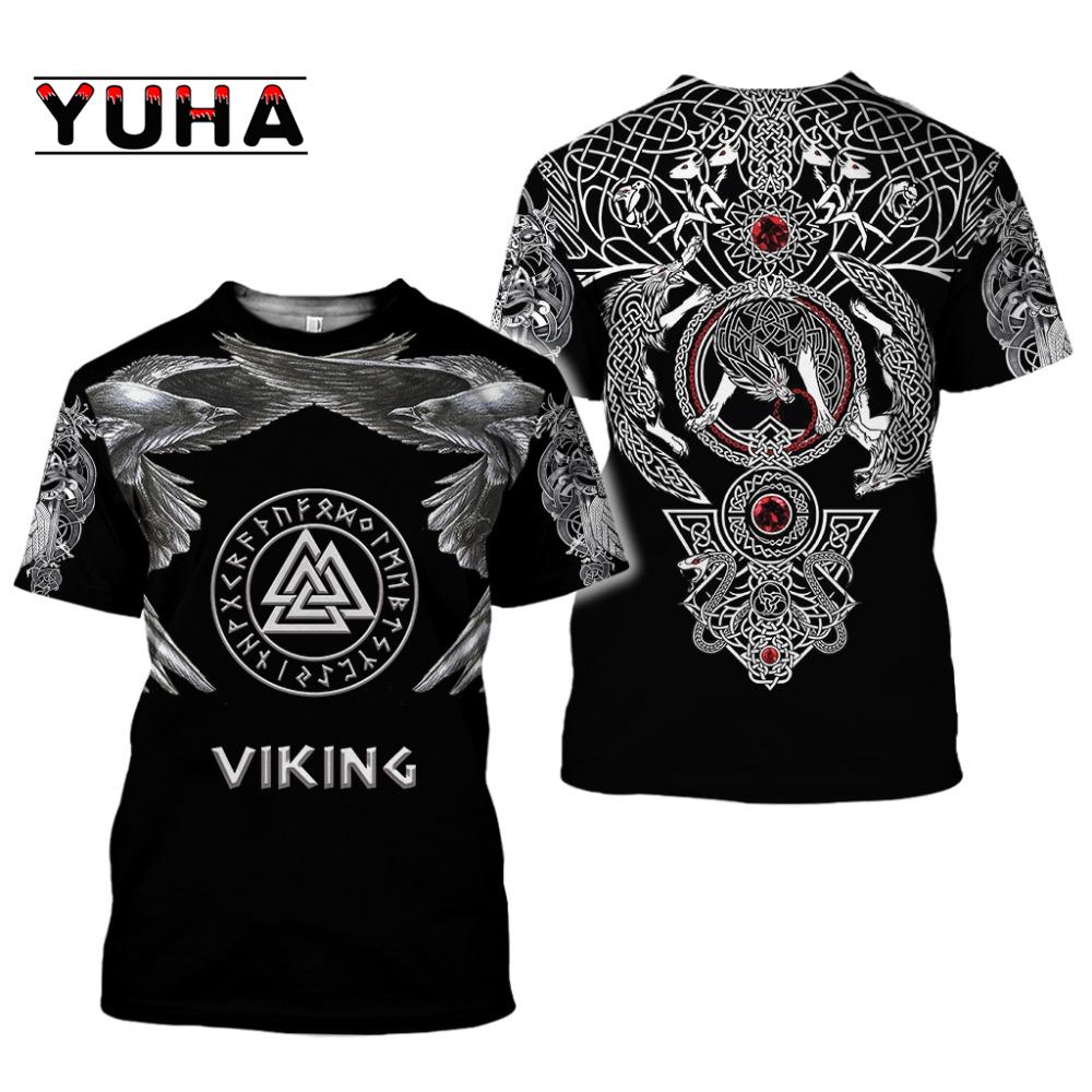 ETST WENDY 05 Nieuwe Mode Mannen hoodies 3D Gedrukt Viking Tattoo t-shirt tees korte mouw Kleding Unisex Noorse cosplay streetwear 5XL