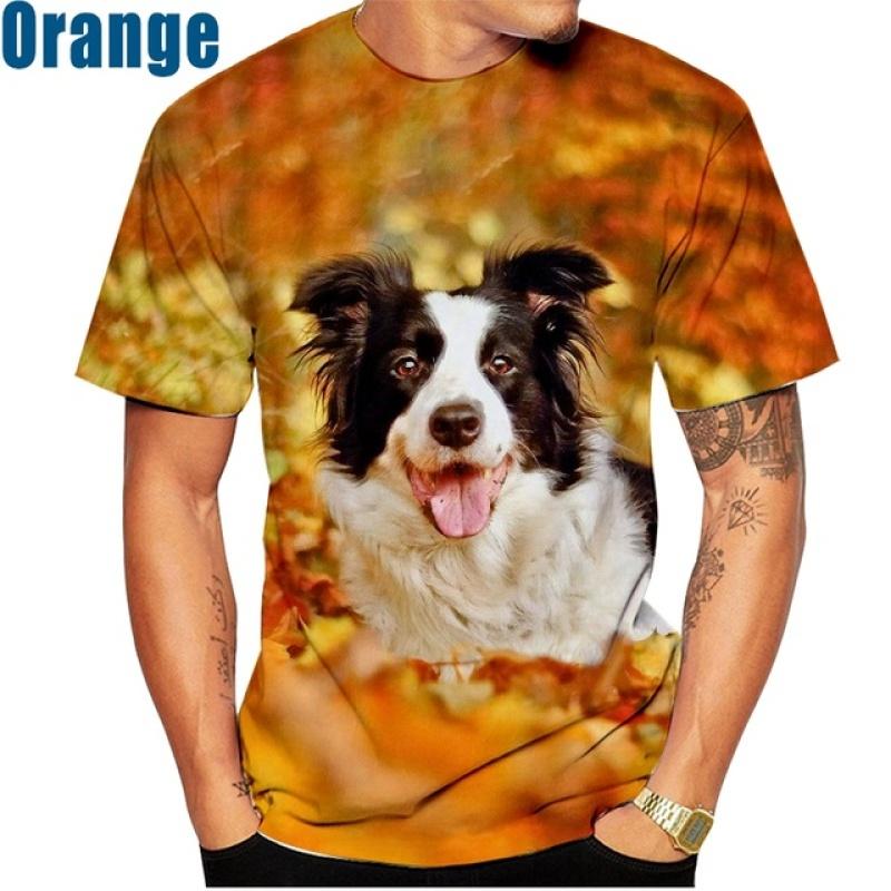 ETST 07 mode Unisex schattige hond 3D-printpatroon Tops Border Collie T-shirt Vrijetijdskleding Sport-T-shirt XL