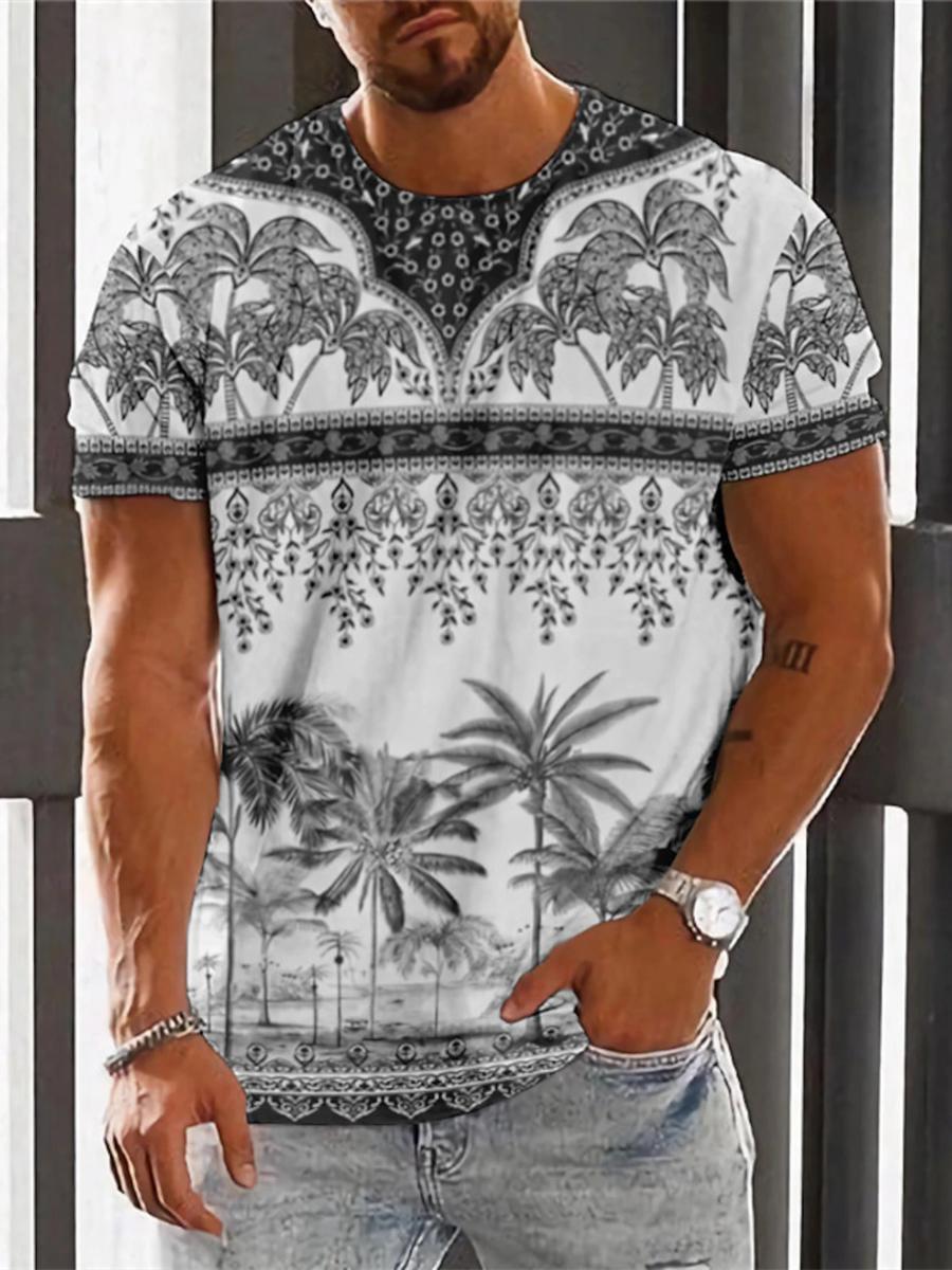 Kukebang Vintage Etnische T-shirt 3D Print Kleding O-hals Mannen Tops Oversized Korte Mouw Tee Zomer Losse Mannelijke Streetwear Herenkleding 4XL