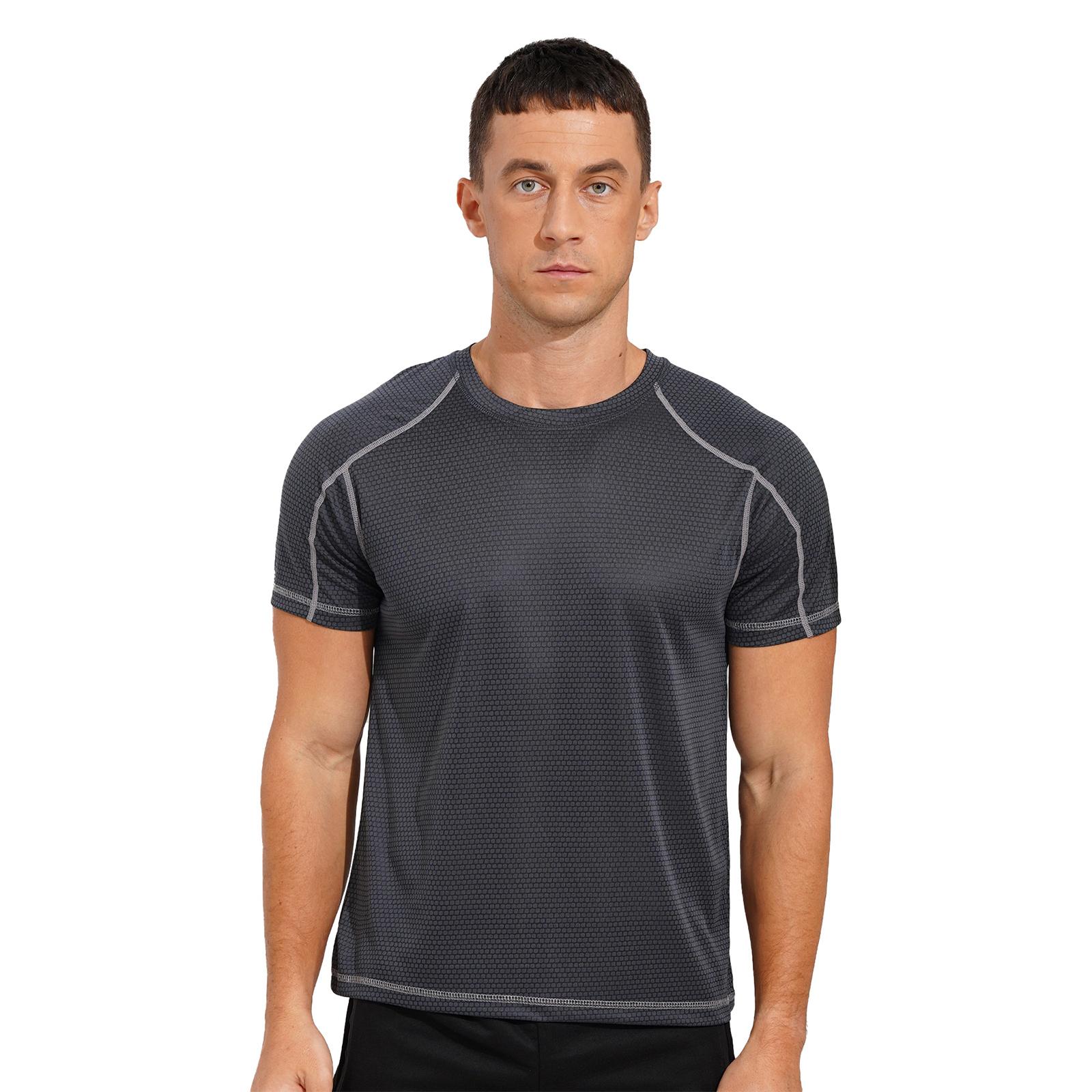 Aislor Heren zwemshirts Rash Guard T-shirt Snel drogend zwemtopje Korte mouwen Spiersport T-shirt 3XL