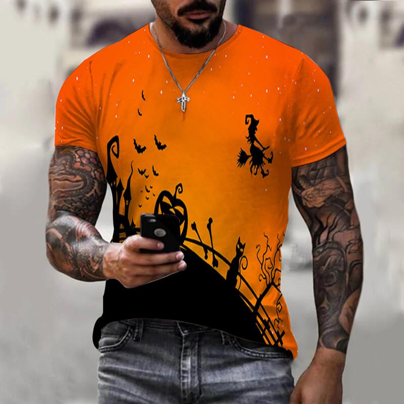 TIP723 Zomer heren T-shirt Halloween Pompoen Ghost 3D Print Korte mouw Horror Losse Casual Harajuku Oversized Ademende T-shirts XXL