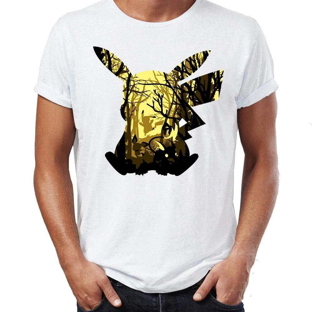YSM Cotton Tshirt Heren T-shirt Gaming Eevee Evolution In The Woods Artsy Awesome Artwork Gedrukt T-shirt XL wit