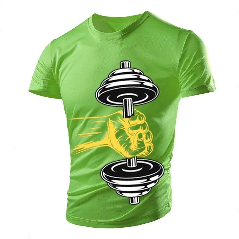 Kukebang Nieuwe Zomer Gym Halter Casual Stoere Guy Spier Heren T-shirt 3D Printen Ademend Lichtgewicht Sport Sneldrogend Korte Mouwen 3XL