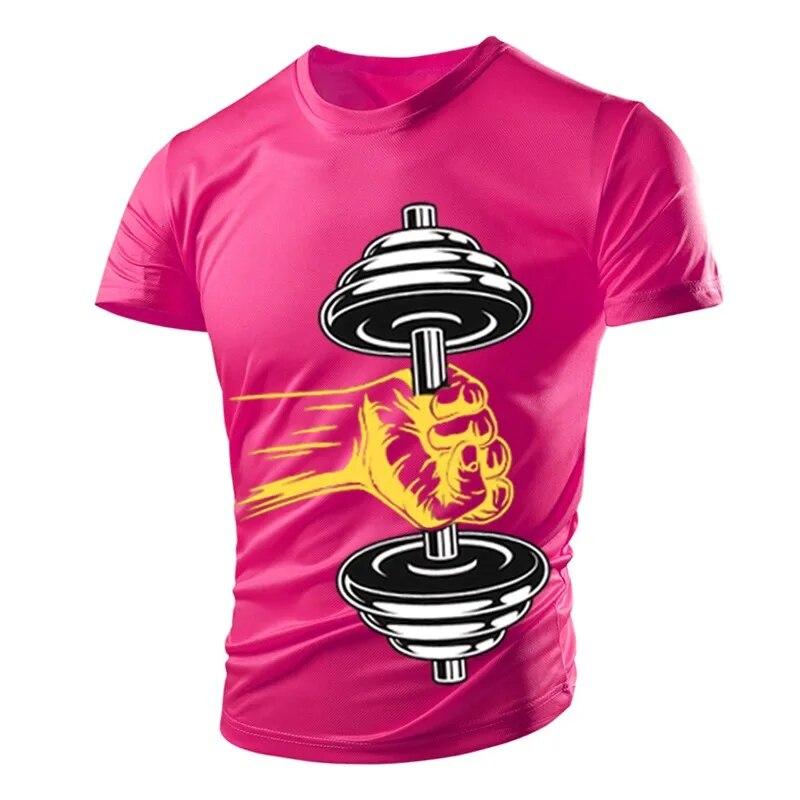 Kukebang Nieuwe Zomer Gym Halter Casual Stoere Guy Spier Heren T-shirt 3D Printen Ademend Lichtgewicht Sport Sneldrogend Korte Mouwen 6XL