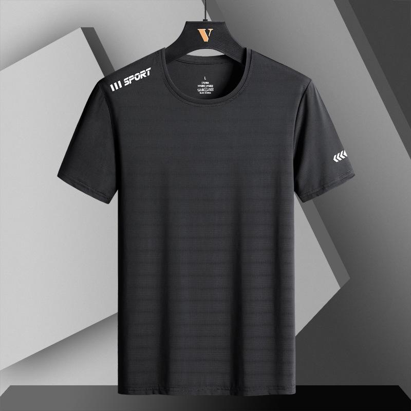 Phoca largha Heren Sneldrogend Atletisch Korte mouwen T-shirts Vochtregelerend Hardlopen Workout Shirts Prestatie Stretch Zomer Informeel Ademend Ronde hals Top T-shirt 7XL zwart