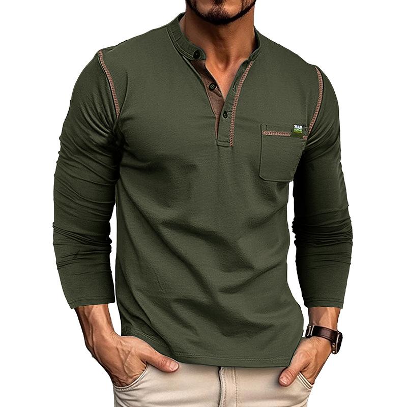 Phoca largha Pasvorm voor heren Henley-shirts met lange mouwen Stretchondergoed Informeel Basic Tops Knoop Ademend Sport-T-shirts Atletisch Workout Vochtregelerend T-shirts XXL