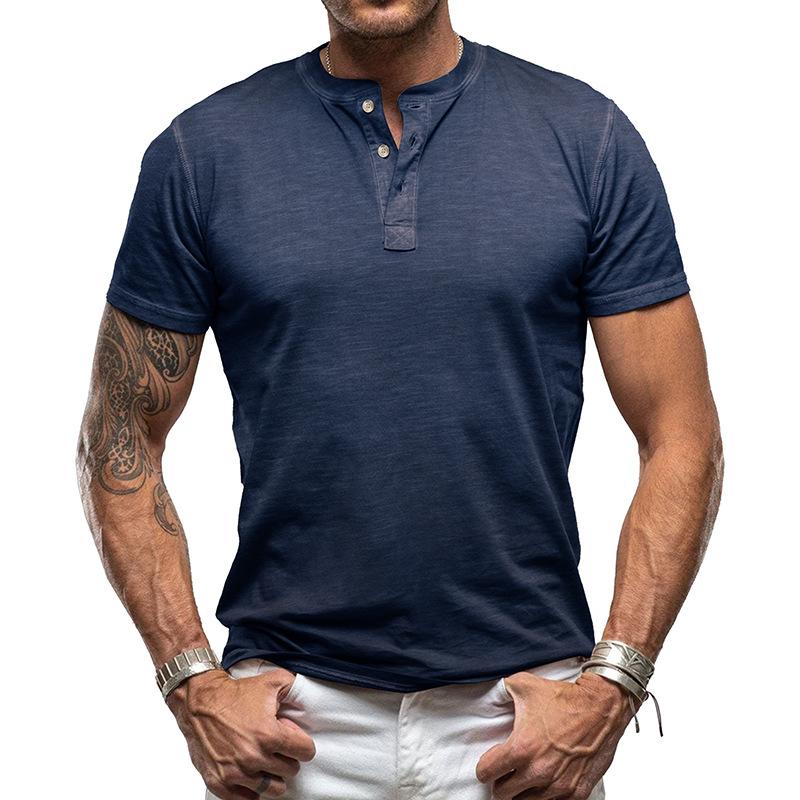 Phoca largha Heren Zomer Korte Mouwen Henley Shirts Comfortabele T-shirts Casual Basic Tops 3-Knoops Soild Sport T-shirts Atletische Workout T-shirts voor Mannen L