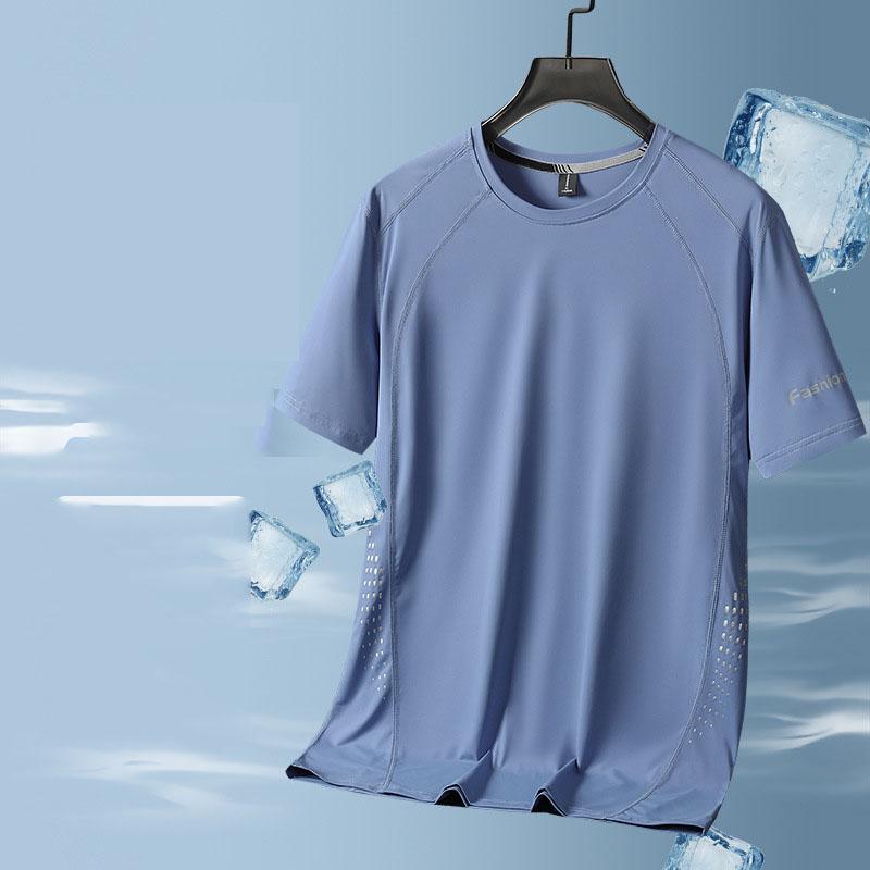 Phoca largha Heren Zomer T-shirt Sport Casual Effen Kleur Korte Mouw Shirt Snel Drogend Ademend Losse Ronde Hals T-shirt 8XL blauw