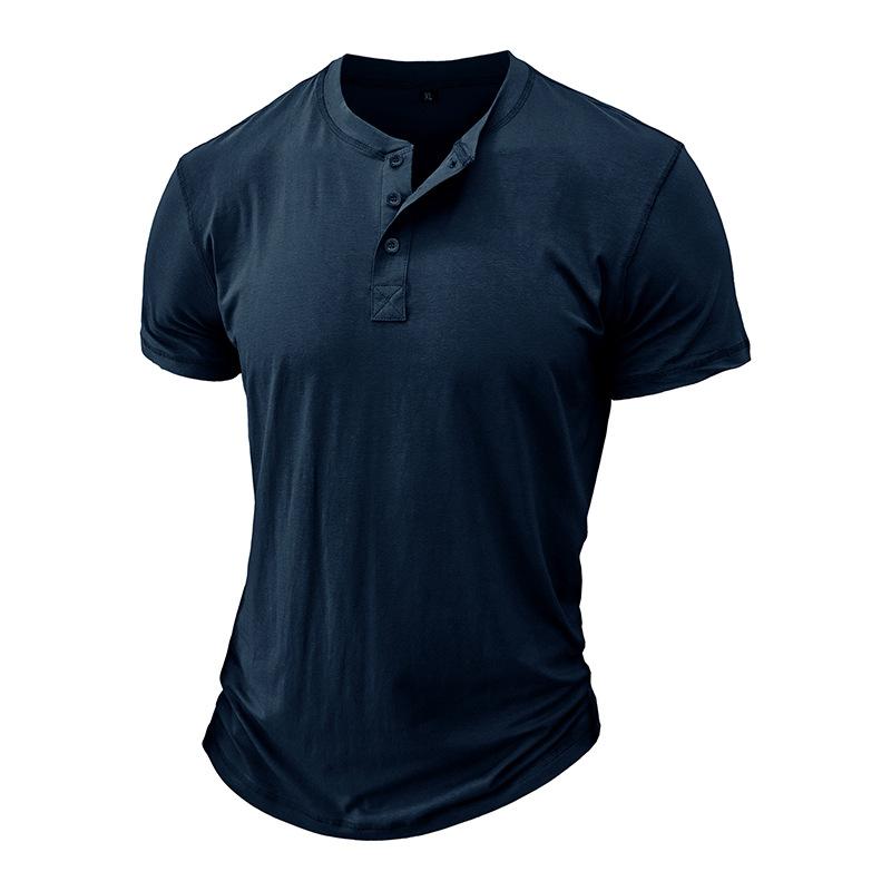 Phoca largha Heren effen Henley-shirts met korte mouwen, casual basic T-shirt, zomerse Henley-shirts met 3 knopen, lichtgewicht mode-T-shirts voor heren, comfortabele, slim fit T-shirts XXL