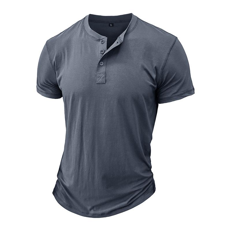 Phoca largha Heren effen Henley-shirts met korte mouwen, casual basic T-shirt, zomerse Henley-shirts met 3 knopen, lichtgewicht mode-T-shirts voor heren, comfortabele, slim fit T-shirts XL