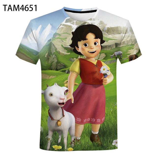 Baibao QIQI Harajuku Classic Heidi Anime 3D-printen Goedkoop en comfortabel jongens- en meisjes-T-shirt Zomer Casual schattig karakter Top Cool XXL
