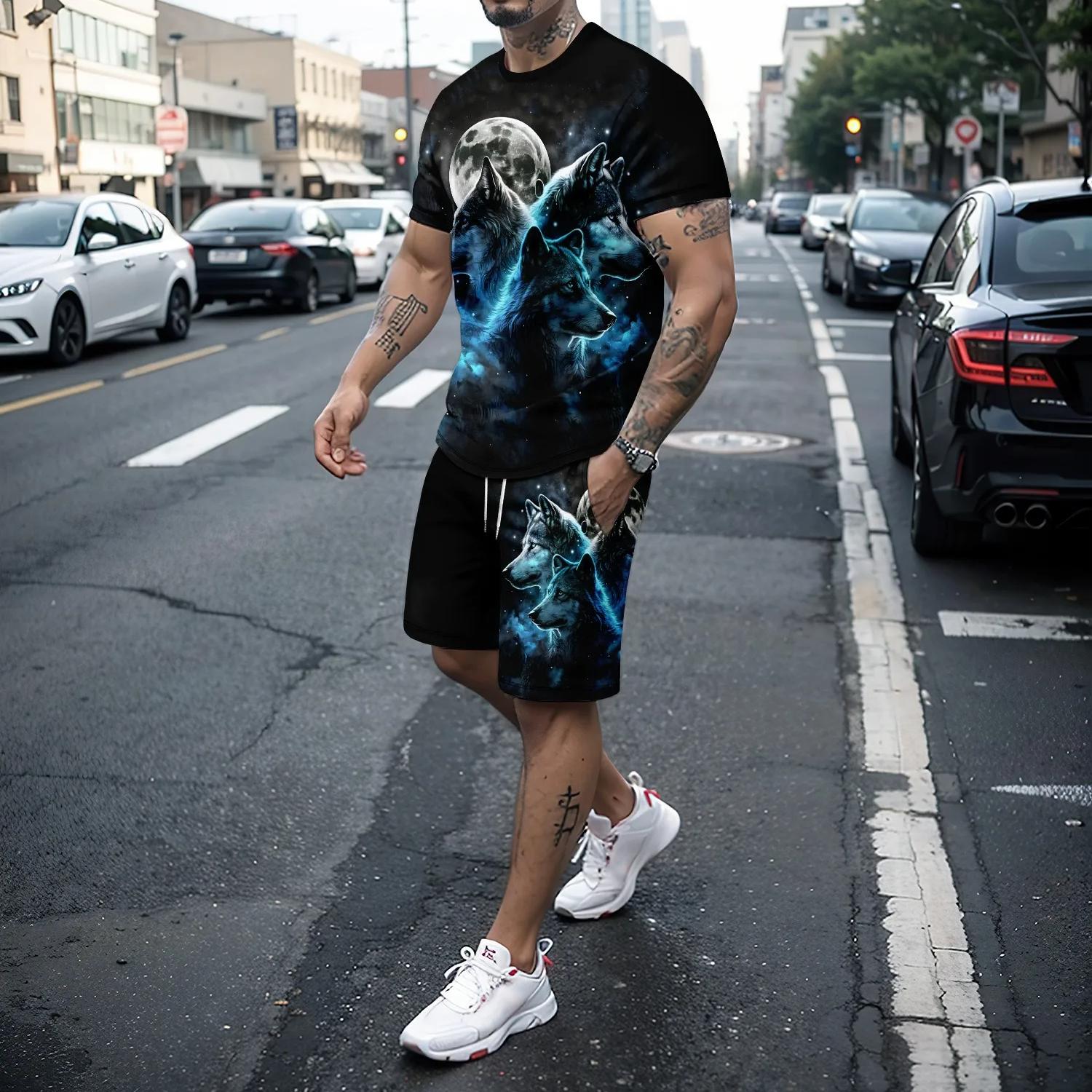 Bobby 2 2-delige heren 3D Halloween Pompoen Patroon Print Zomer Outfit Set, Heren Korte Mouw Ronde Hals T-shirt & Elastische Taille Shorts Met Zakken 6XL