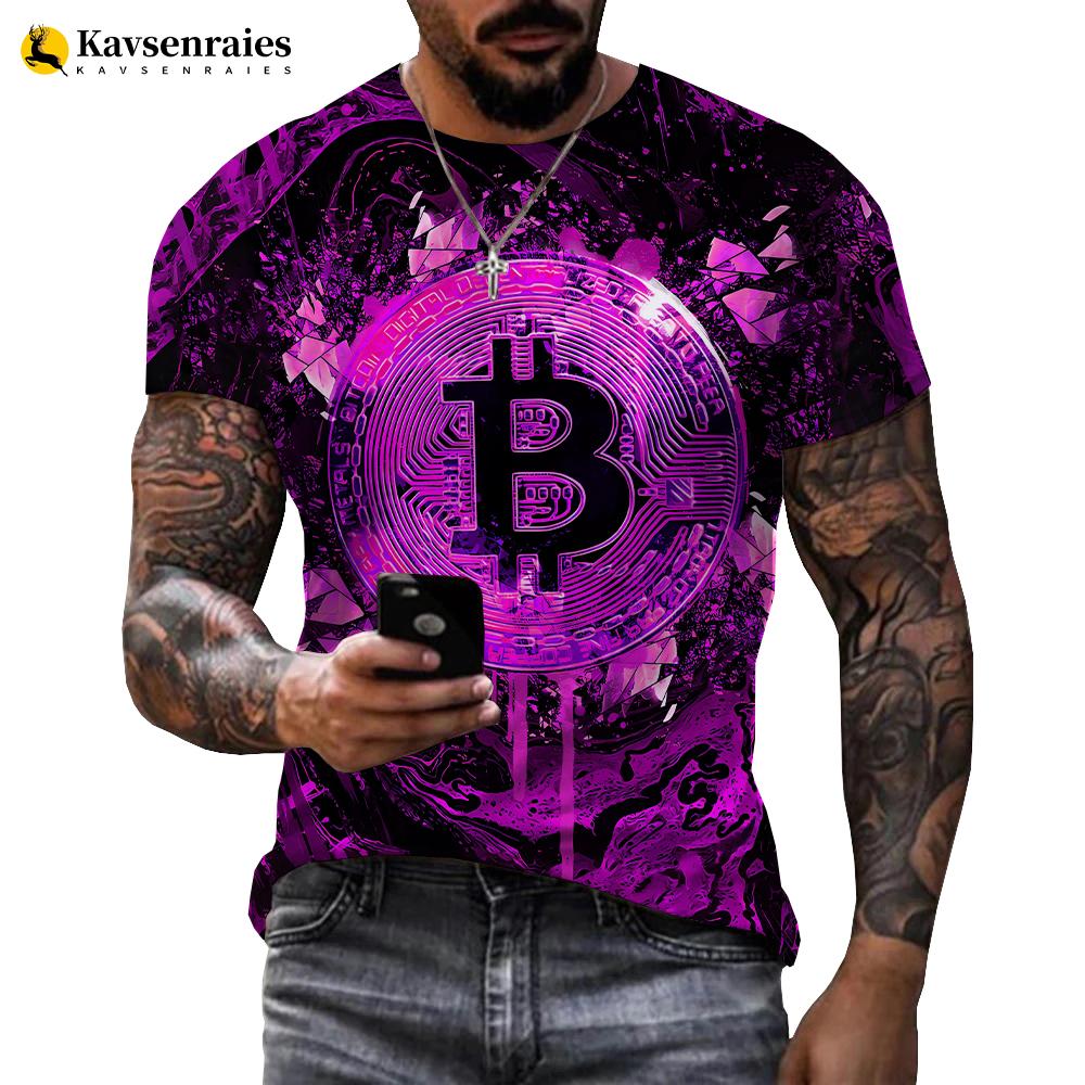 Laoxu Bitcoin Grafisch 3D Geprint T-shirt Mannen Vrouwen Zomer Mode Casual Fitness Tops Tees Harajuku Streetwear Oversized T-shirt 6XL grijs