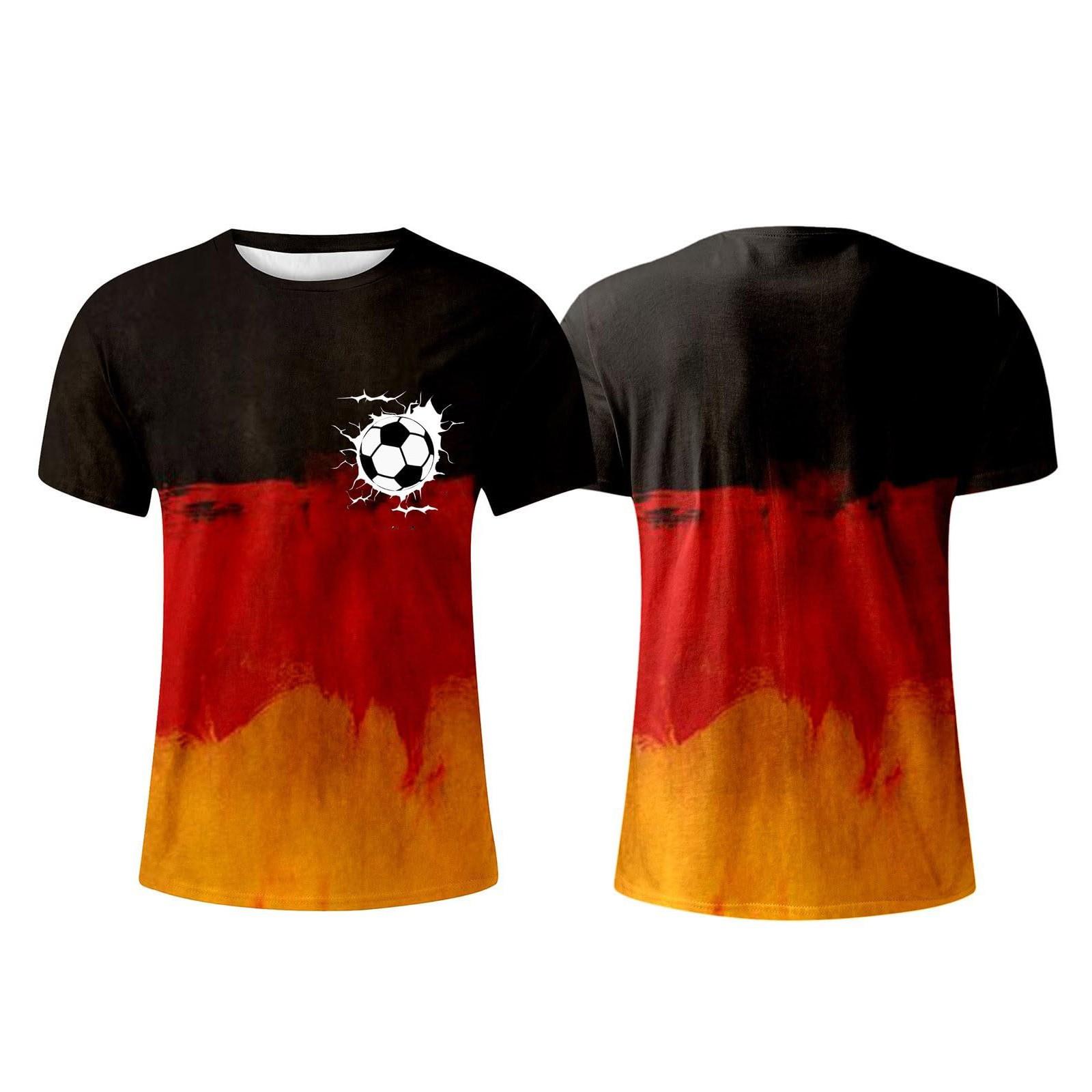 Xingben Two Heren Duitsland Bedrukt T-shirt Heren Losse Casual Korte Mouw Top L zwart